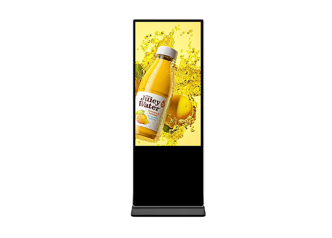 Totem pubblicitario verticale con contenuto a schermo intero